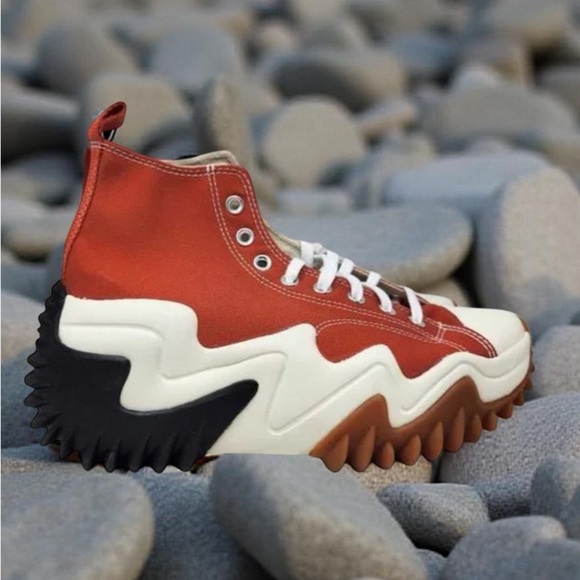 Converse Red and Black High-Top Sneakers with Iconic Design - Picture 3 of 5